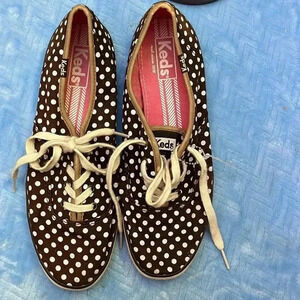 Keds Brown With White Polka DotsTennis Shoes~Size 7.5